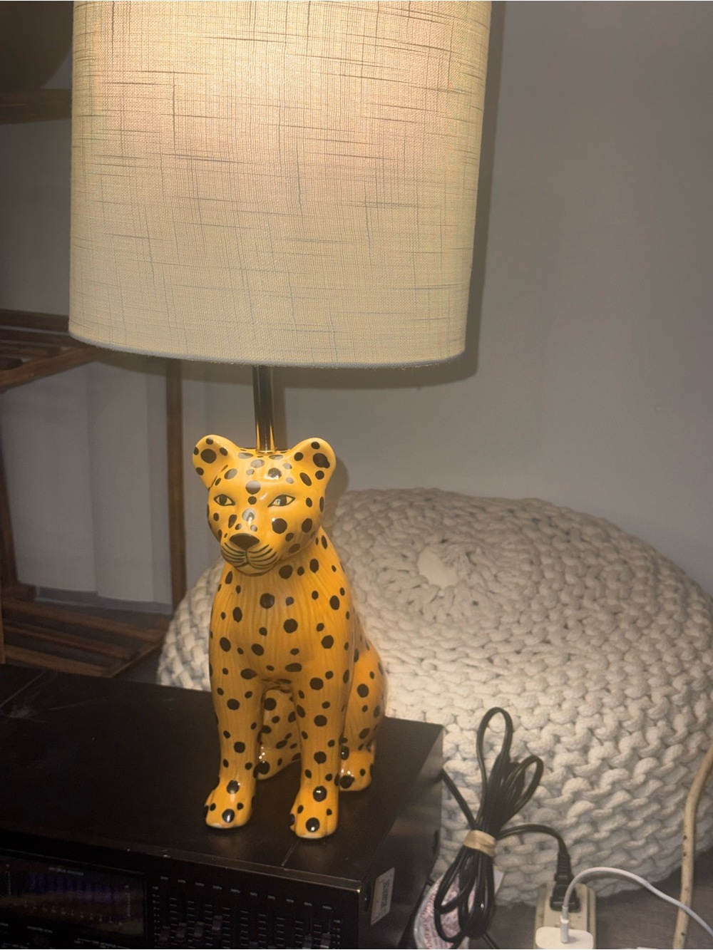 Yellow Leopard Accent Table Lamp - Home Accents